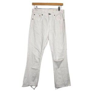 Rag & Bone Straight Leg Jeans Ripped Raw Hem Relaxed Fit White Denim Women 27